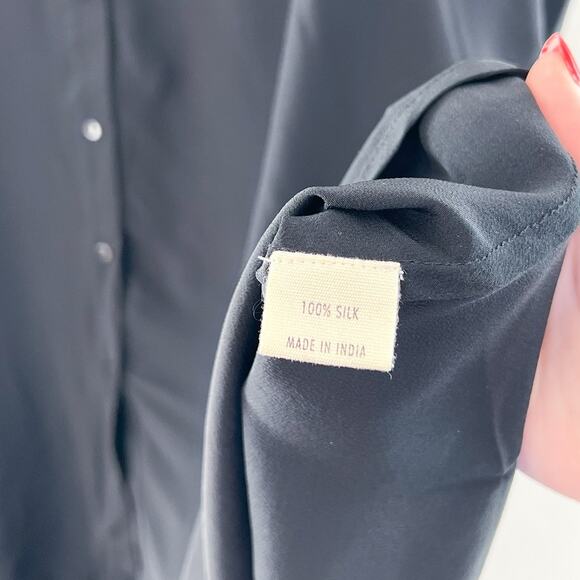 Ali Golden Long Sleeve Silk Collared Swing Dress XS/S Modern Minimalist Capsule - Picture 8 of 9